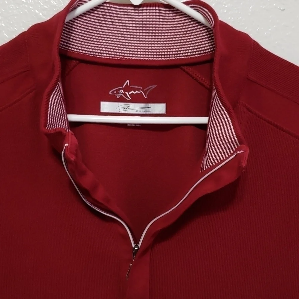 GREG NORMAN COTTON DARK RED QUARTER ZIP SIZE XL